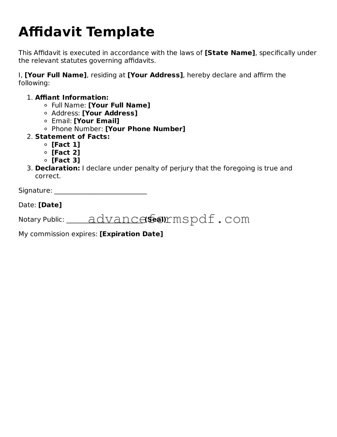 Free Affidavit Document