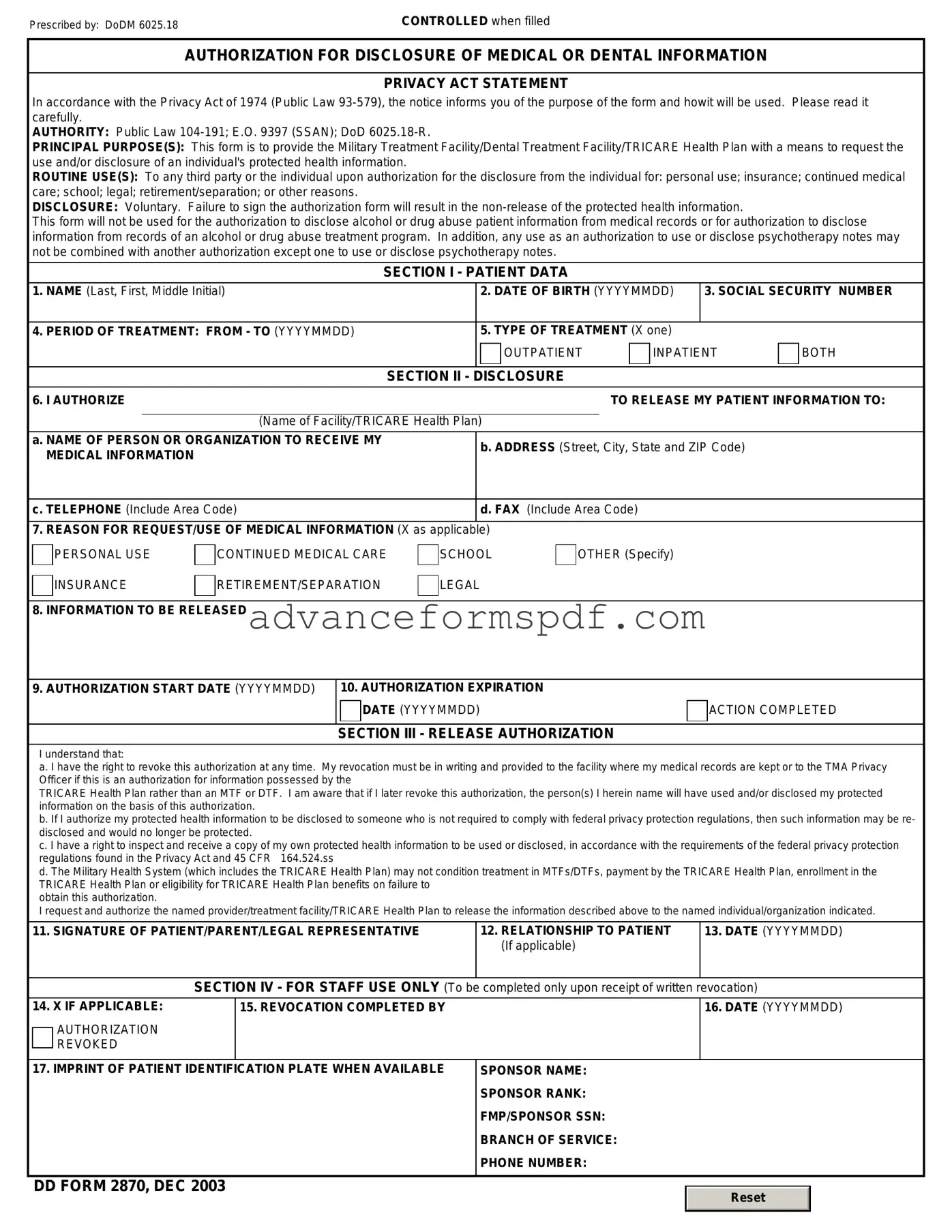 Download DD 2870 Form in PDF