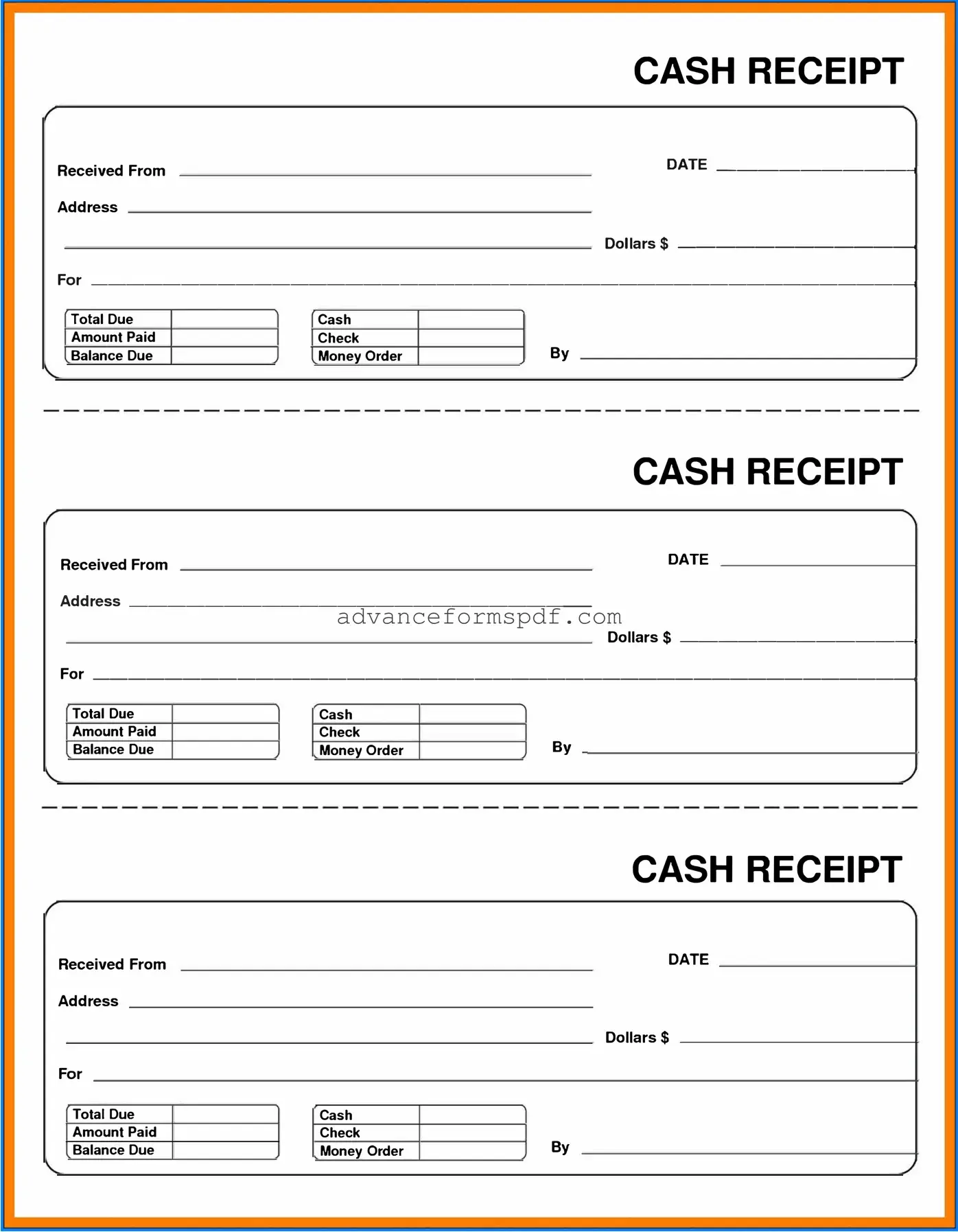 Download Cash Receipt Form in PDF