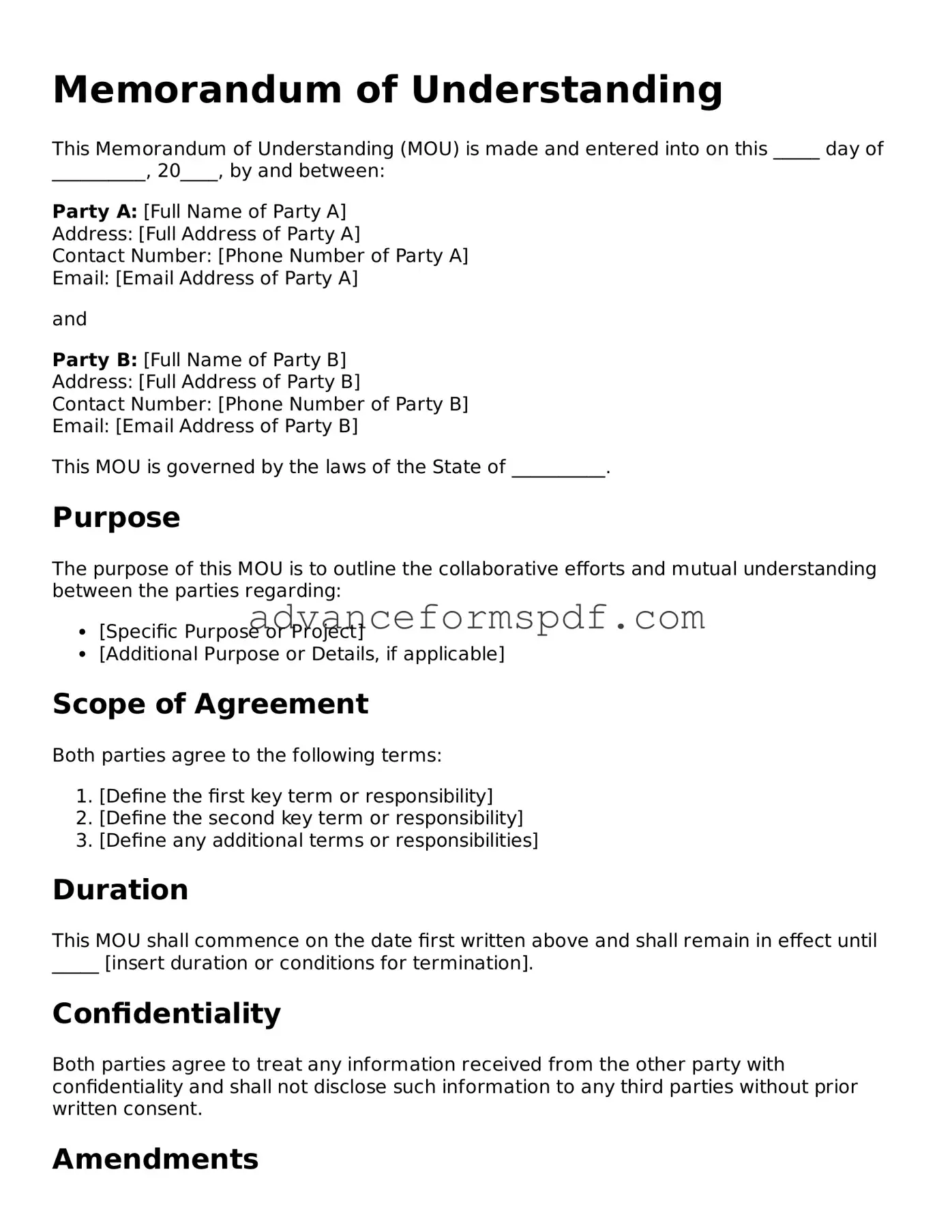 Free Memorandum of Understanding Document