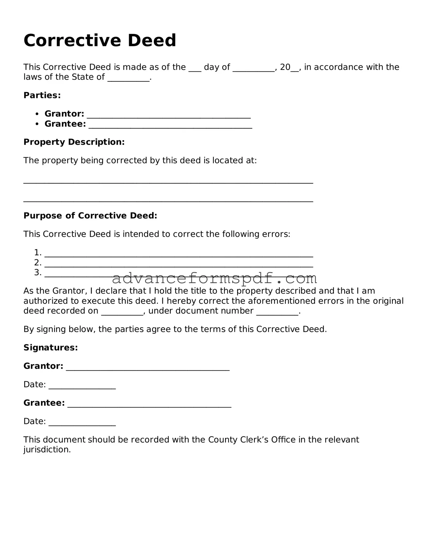 Free Corrective Deed Document