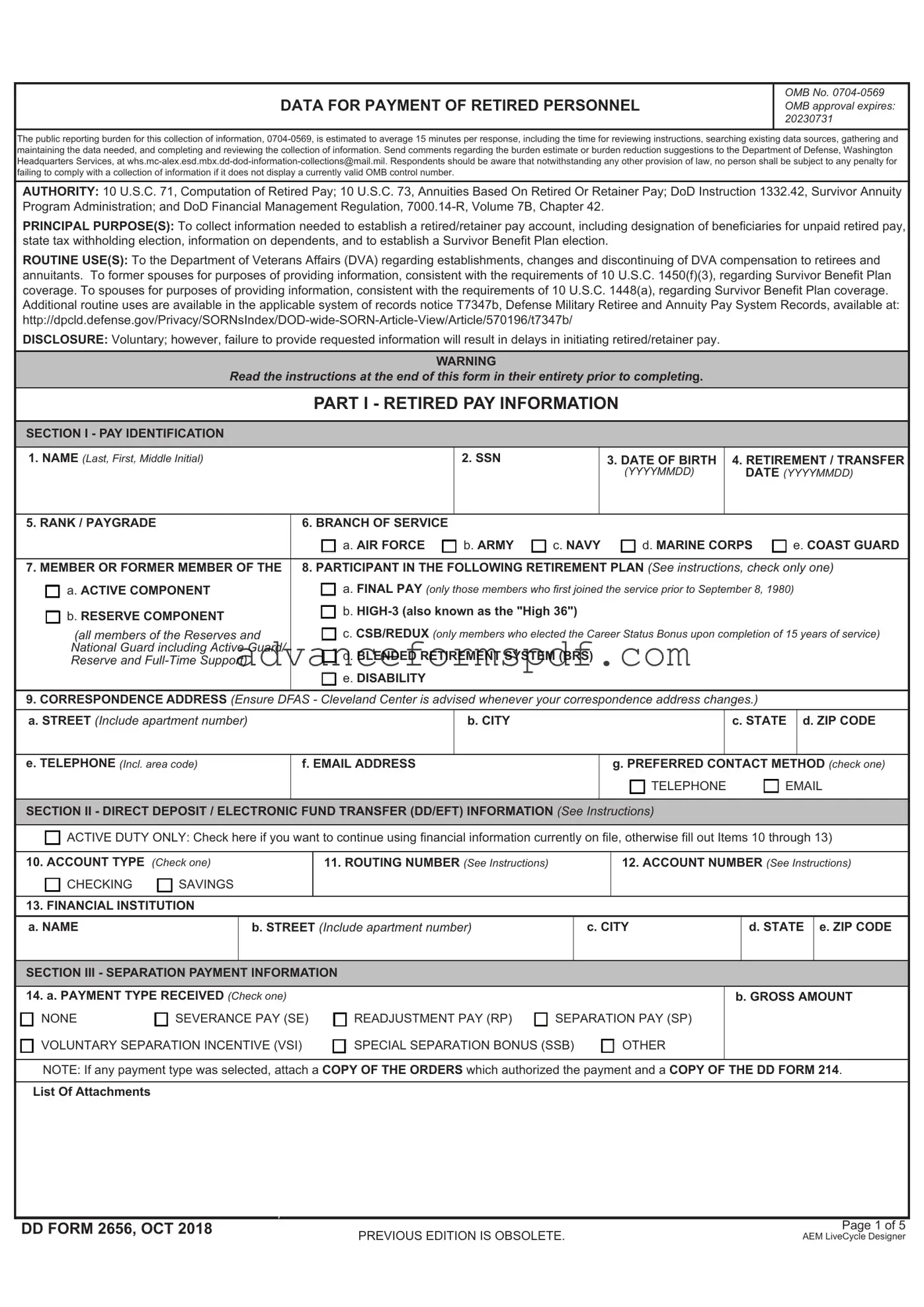 Download DD 2656 Form in PDF