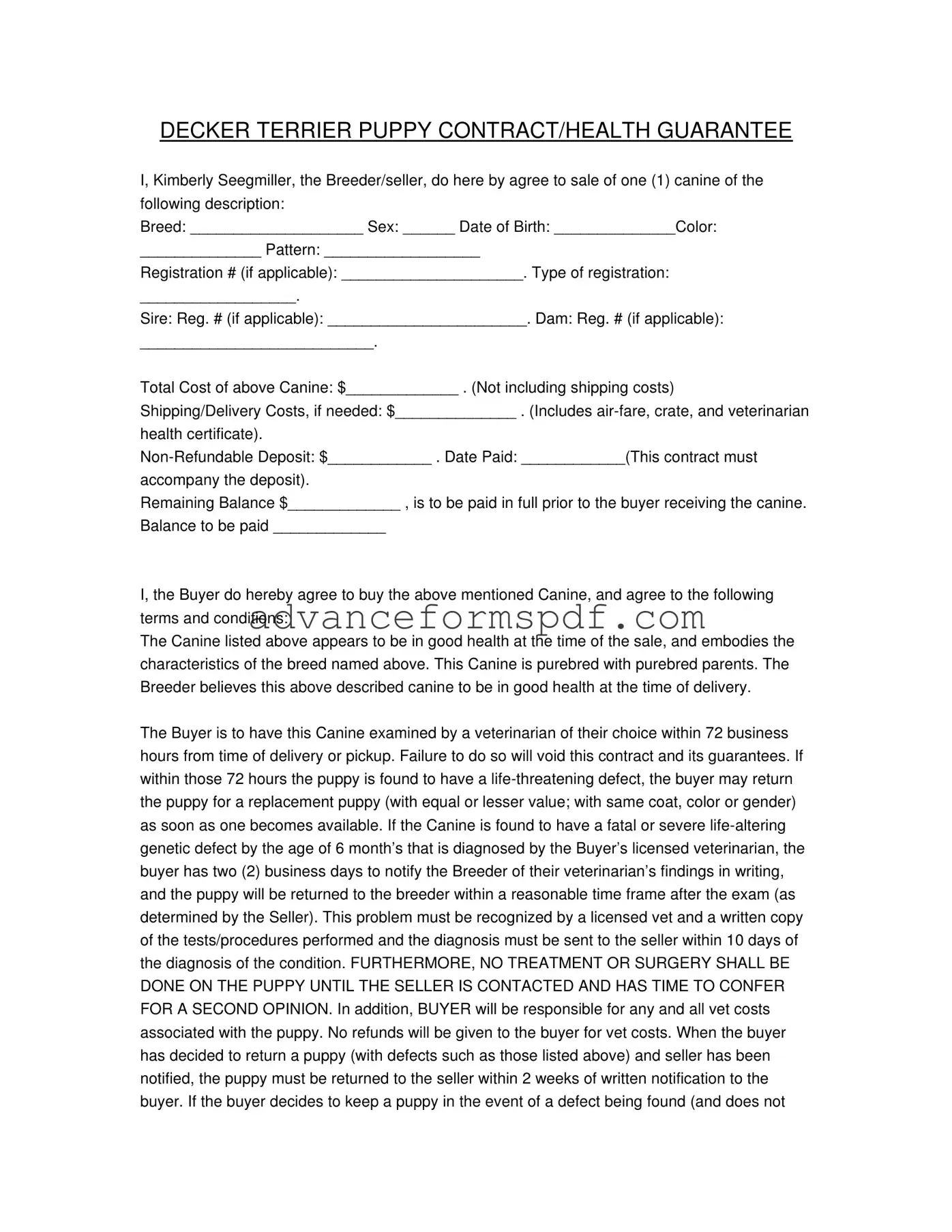 Download Health Guarantee Form in PDF