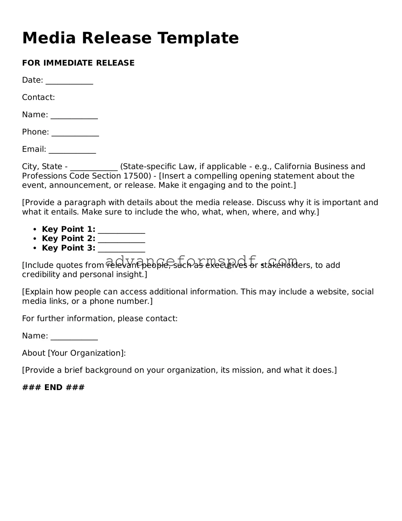 Free Media Release Document