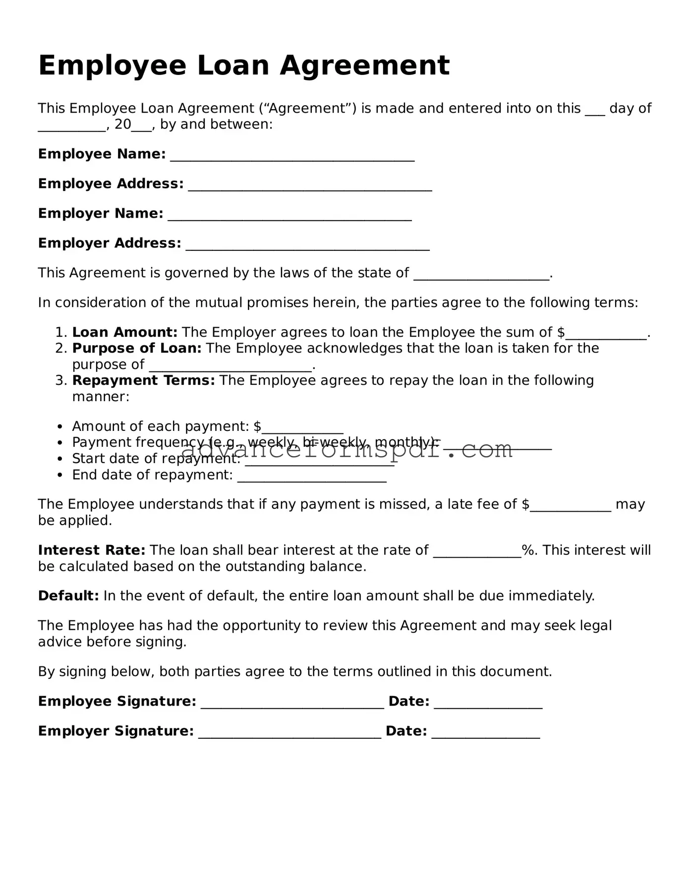 Free Employee Loan Agreement Document
