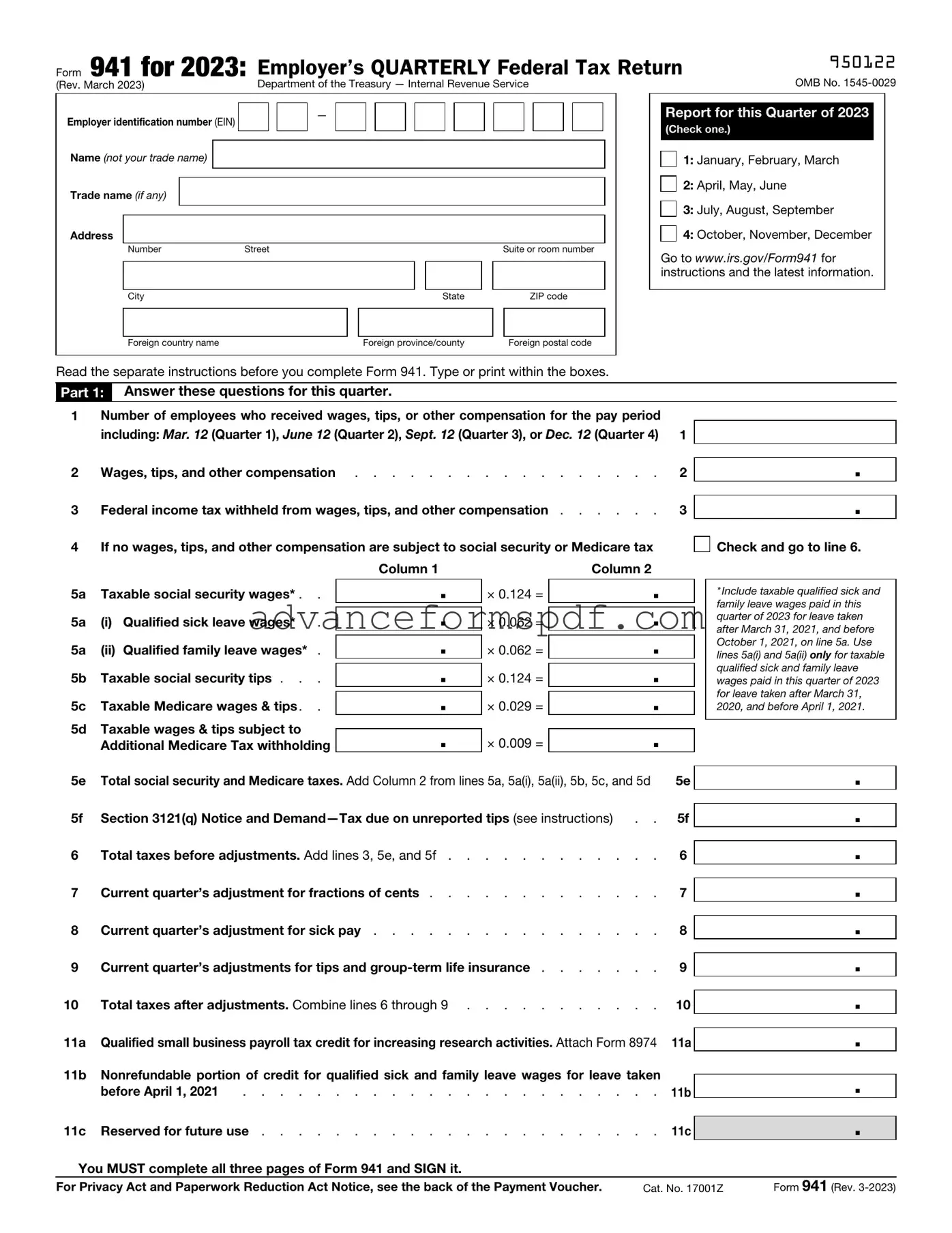 Download IRS 941 Form in PDF