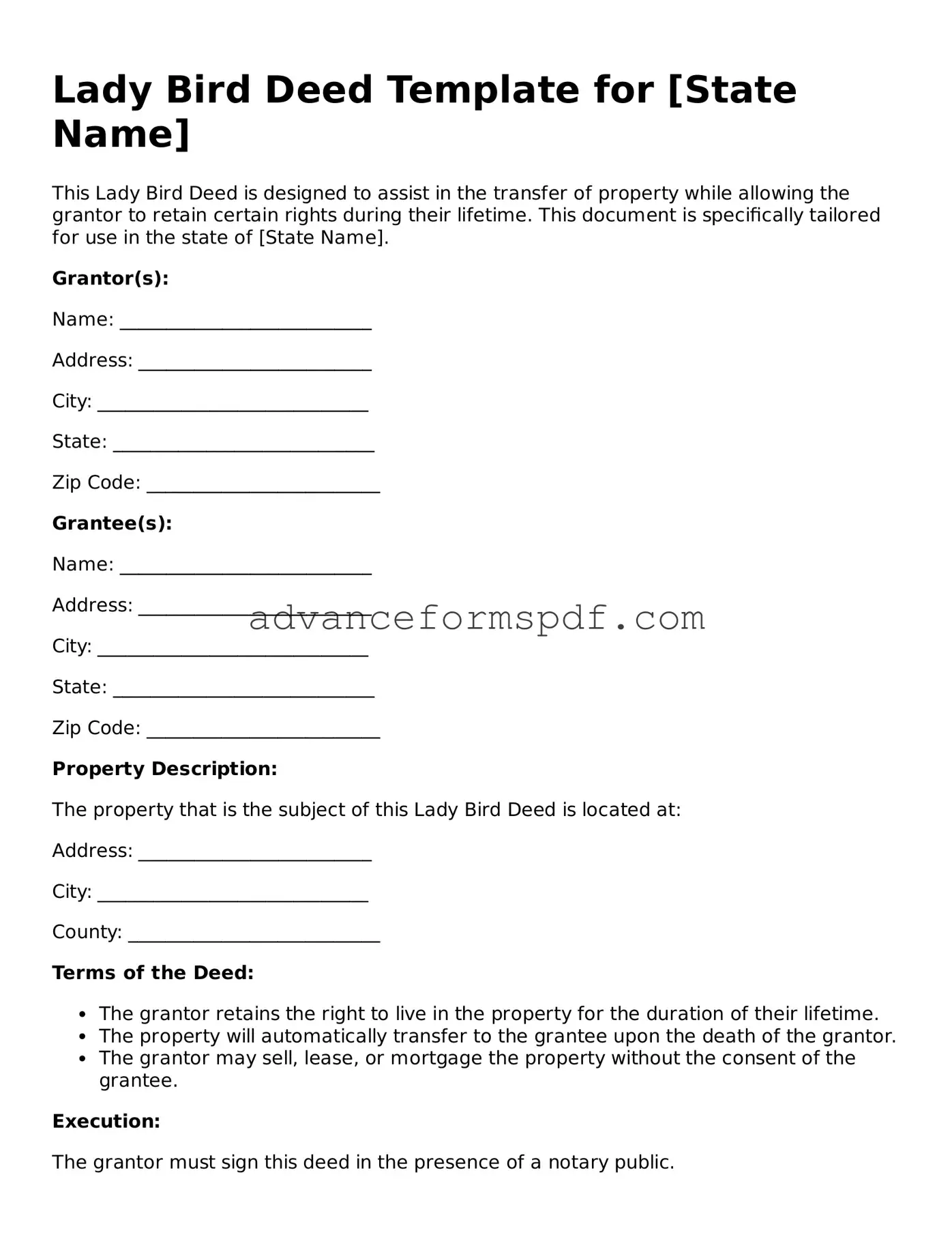 Free Lady Bird Deed Document