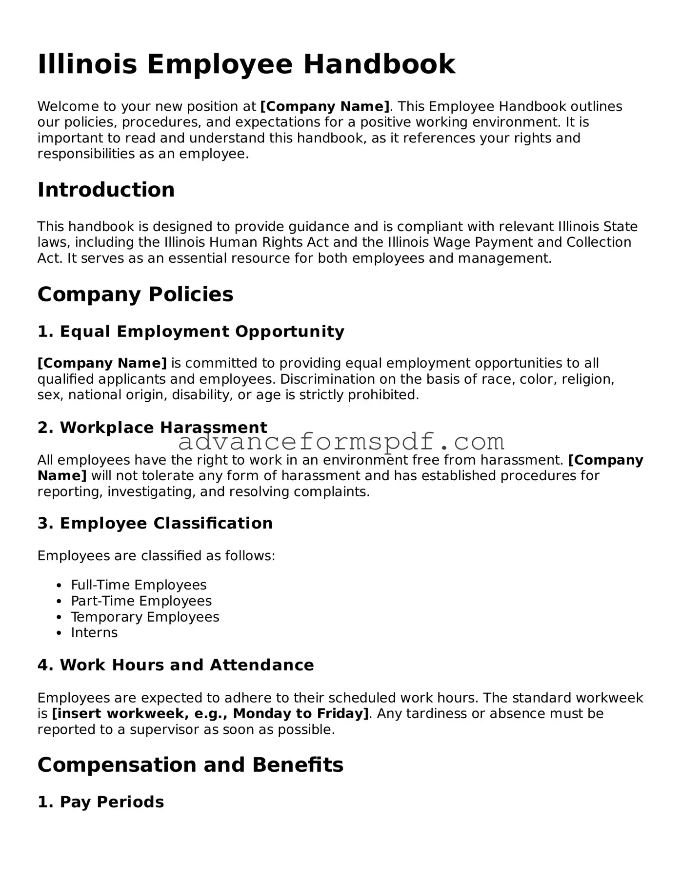 Valid Employee Handbook Form for the State of Illinois