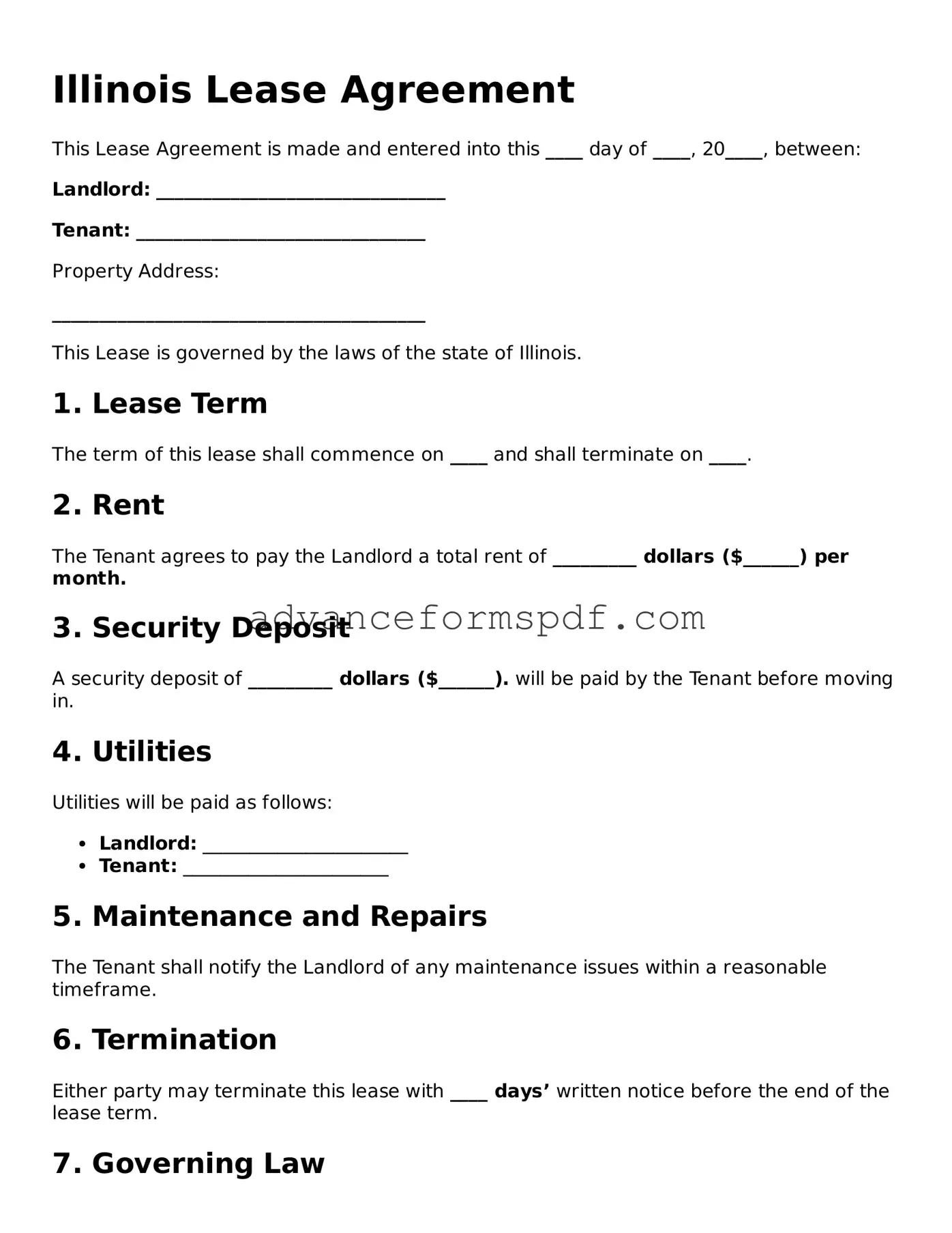 Valid Lease Agreement Form for the State of Illinois