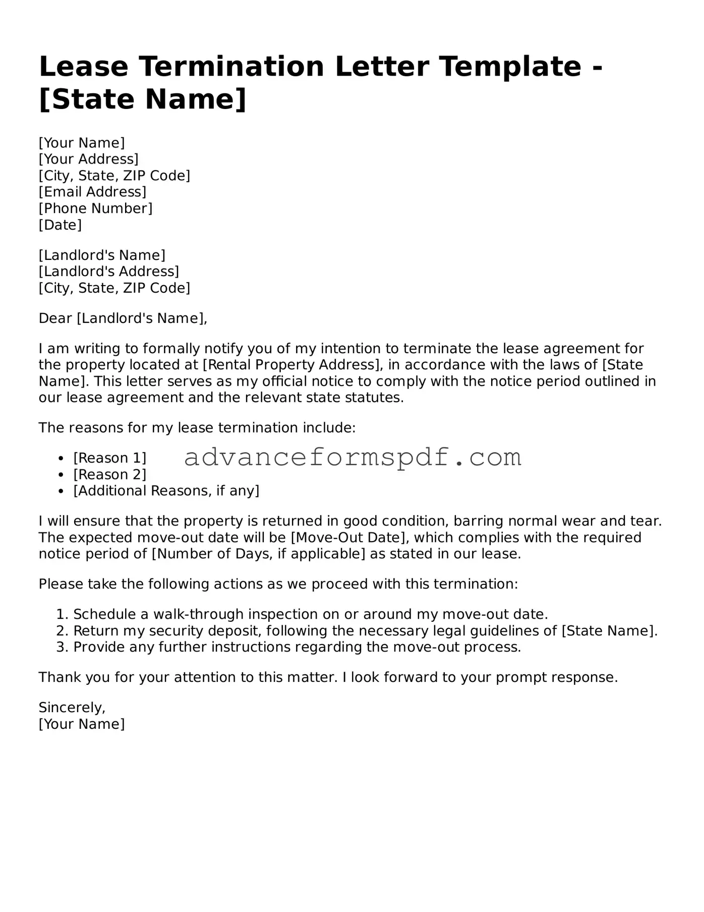 Free Lease Termination Letter Document
