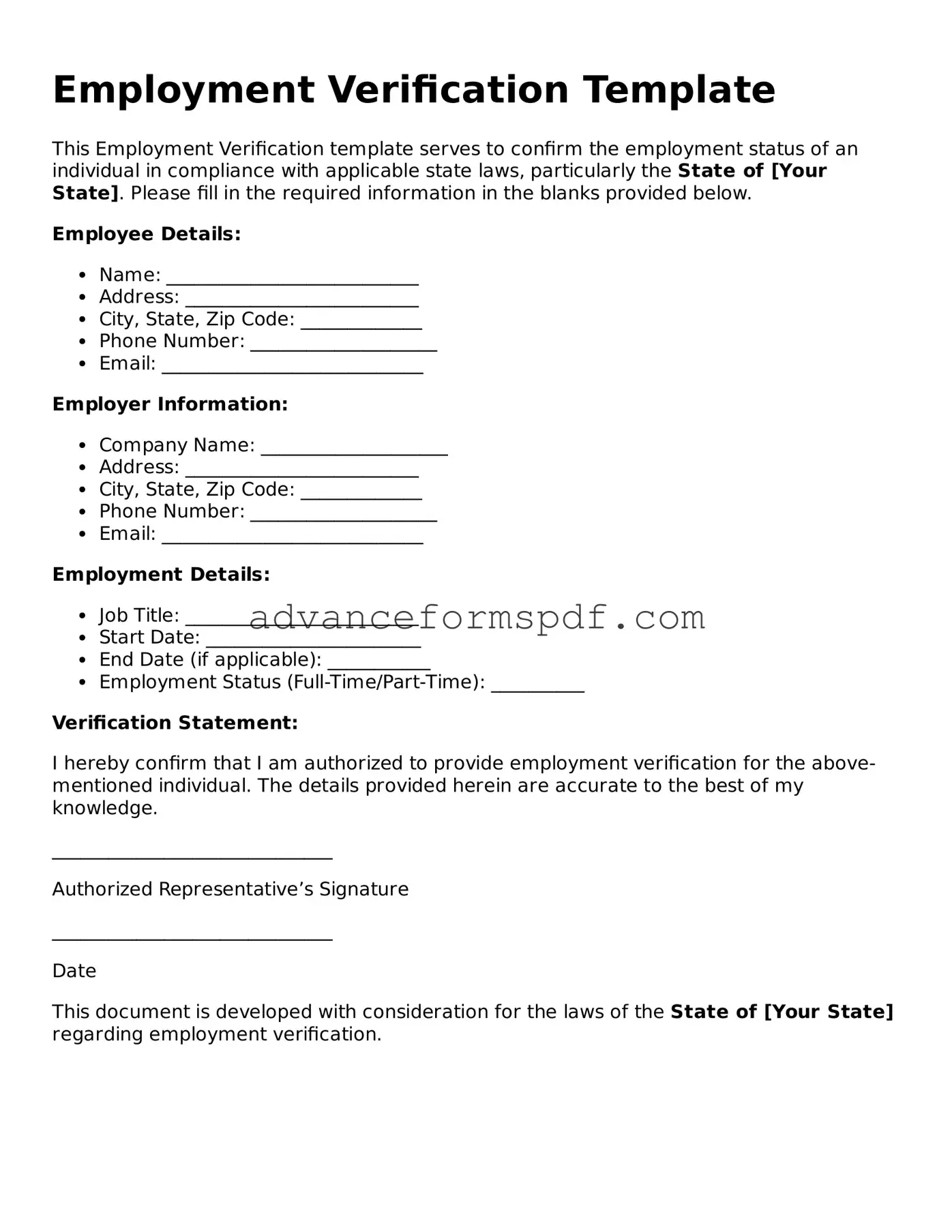 Free Employment Verification Document