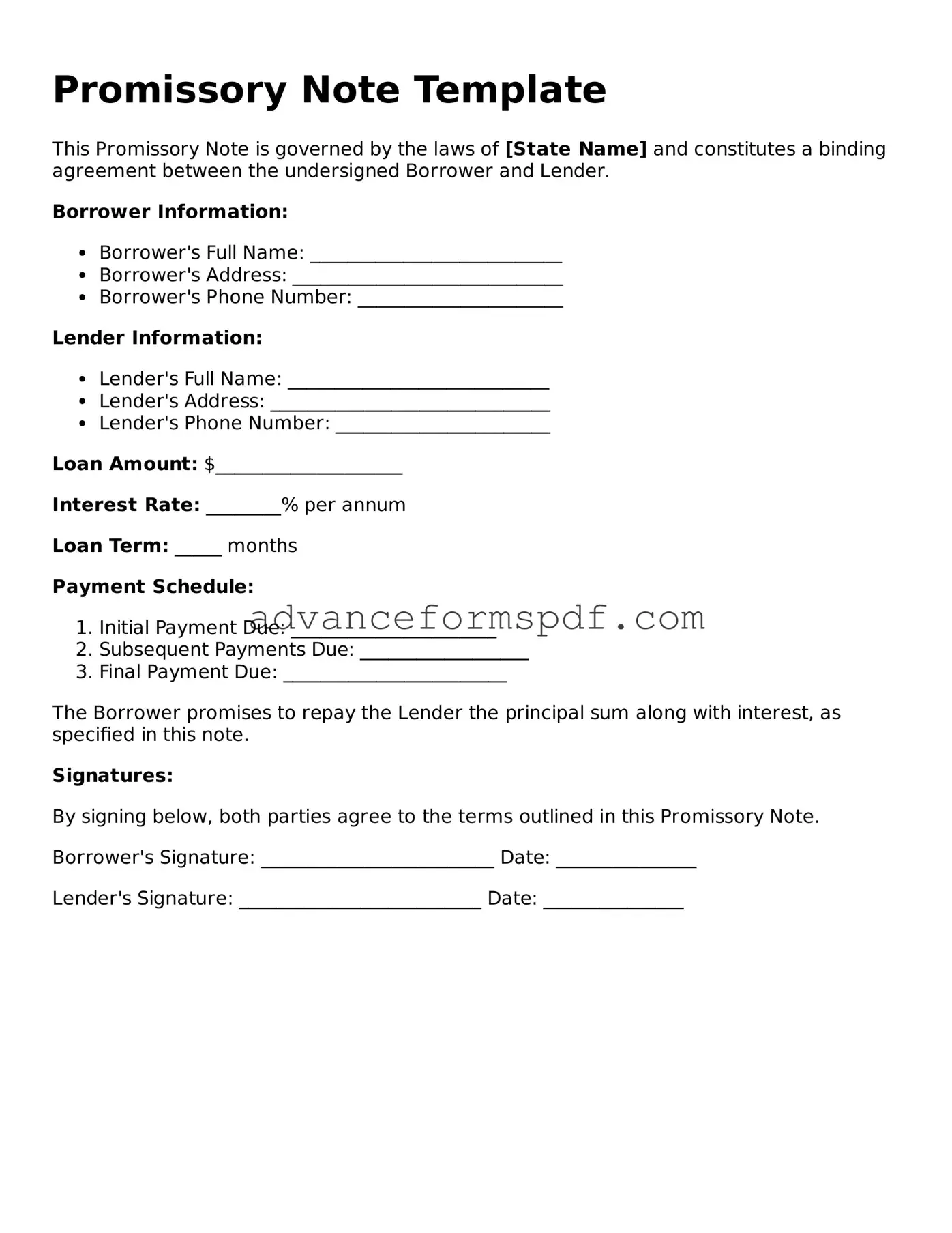 Free Promissory Note Document