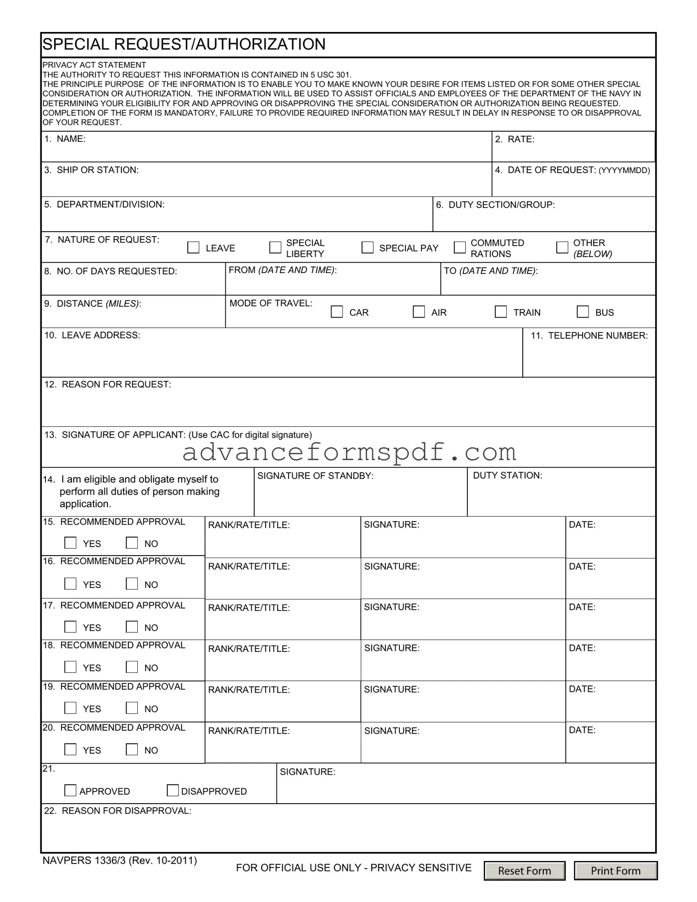 Download Navpers 1336 3 Form in PDF