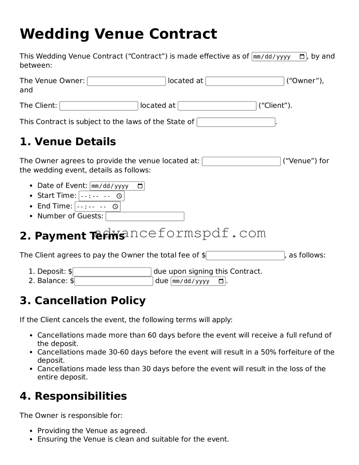 Free Wedding Venue Contract Document