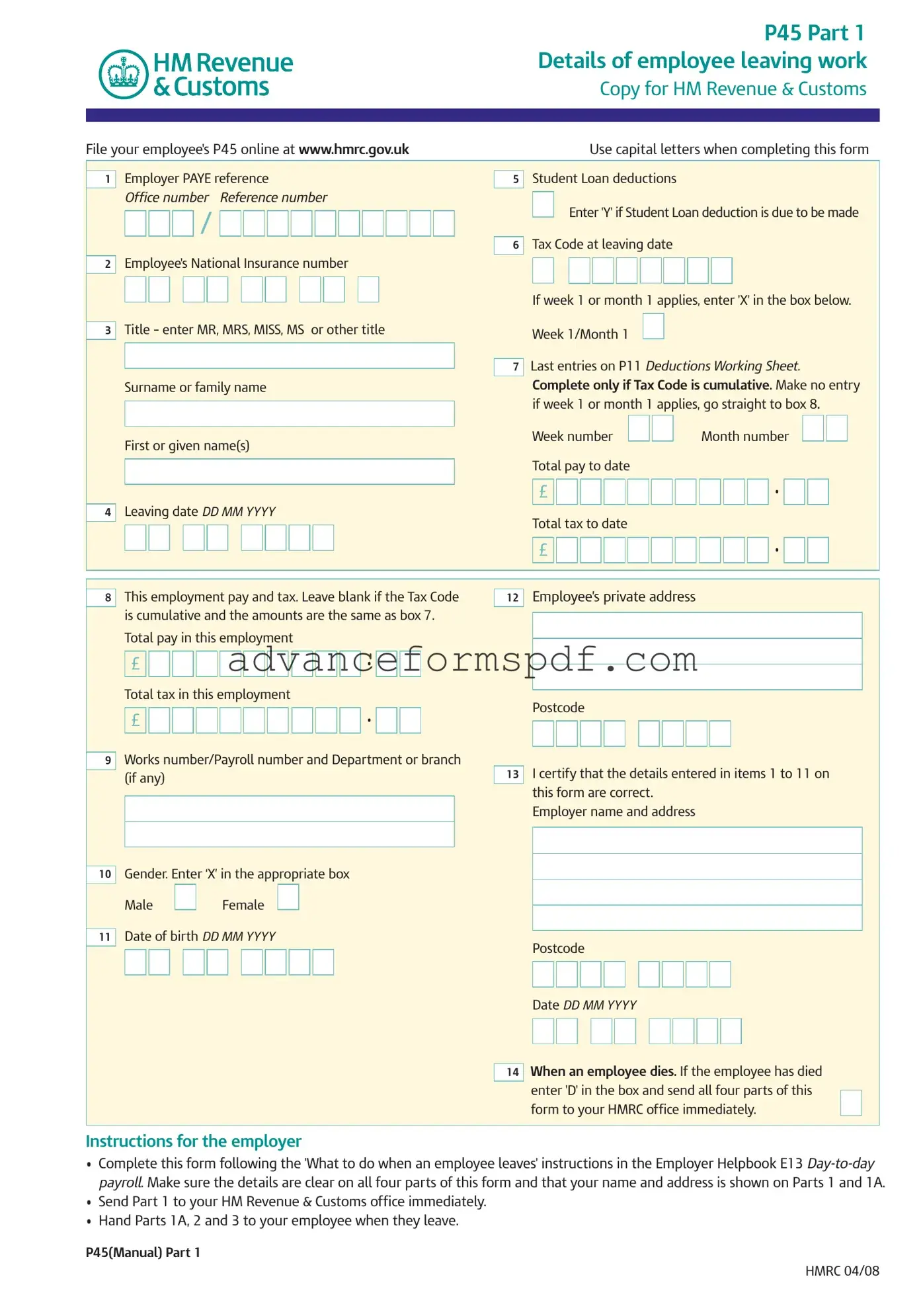 Download P 45 It Form in PDF