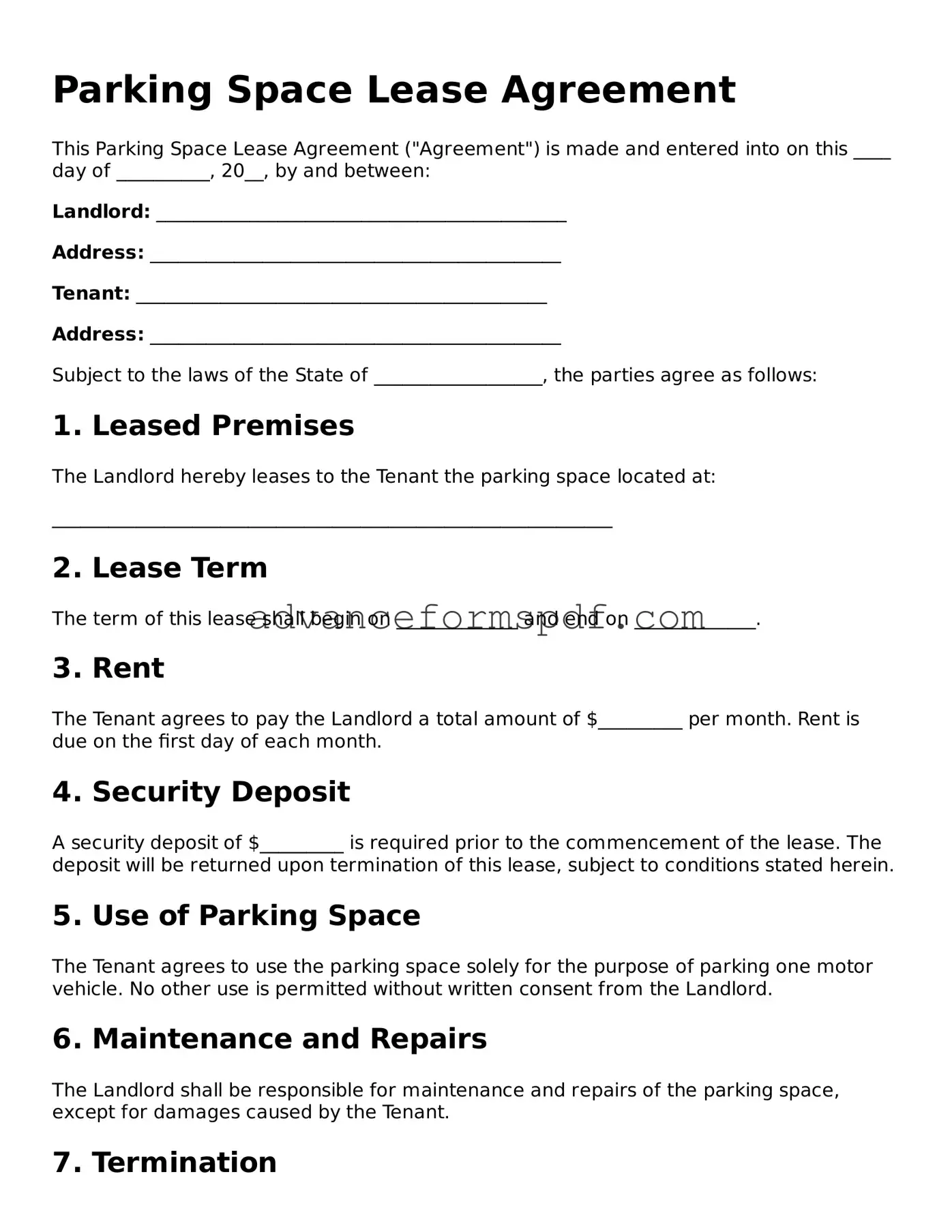 Free Parking Space Lease Agreement Document
