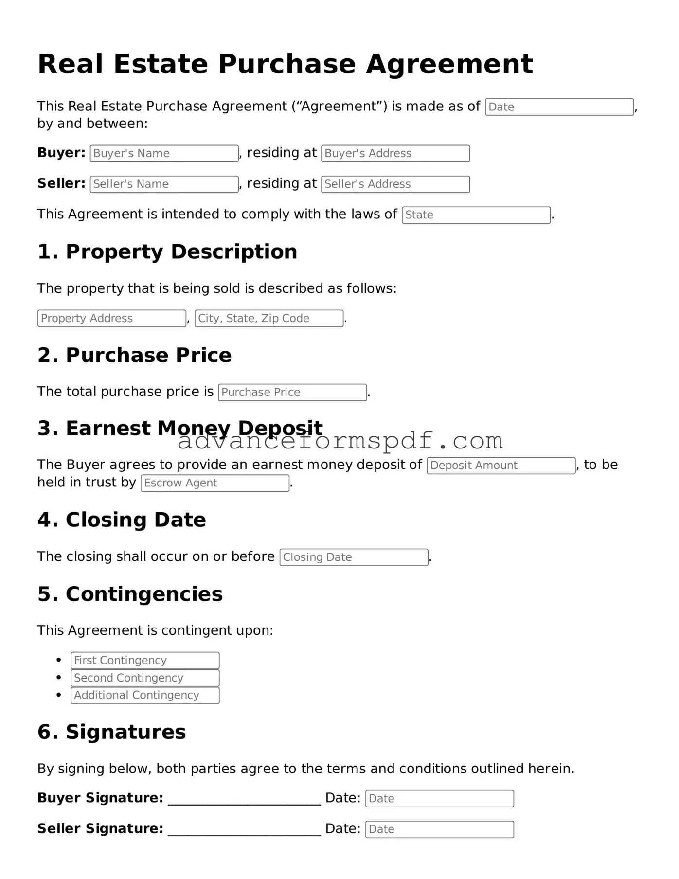 Free Real Estate Purchase Agreement Document