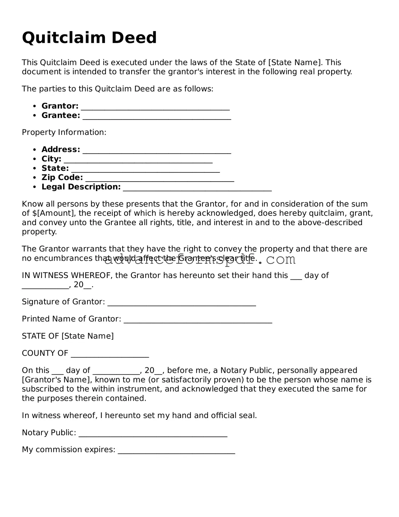 Free Quitclaim Deed Document