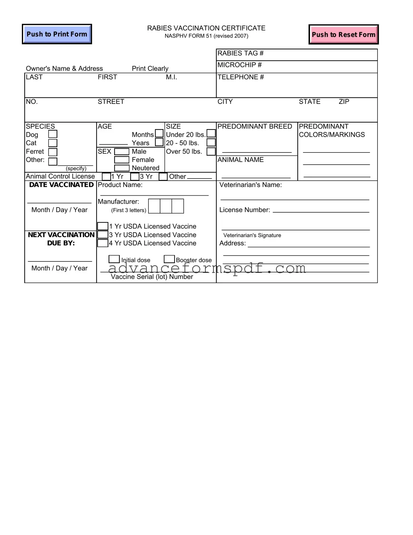 Download Rabies Certificate Form in PDF
