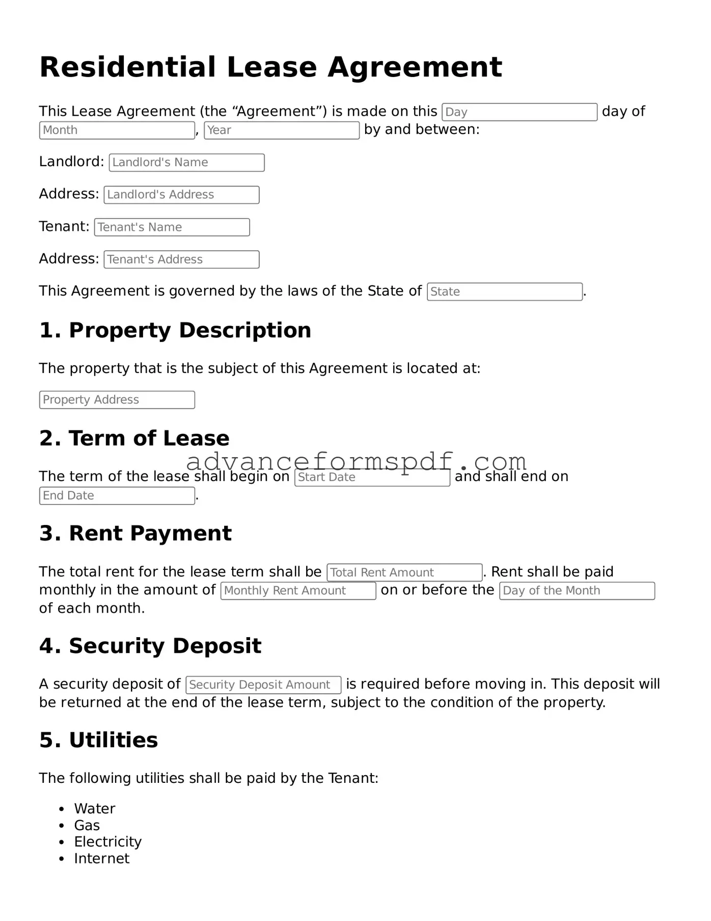 Free Lease Agreement Document