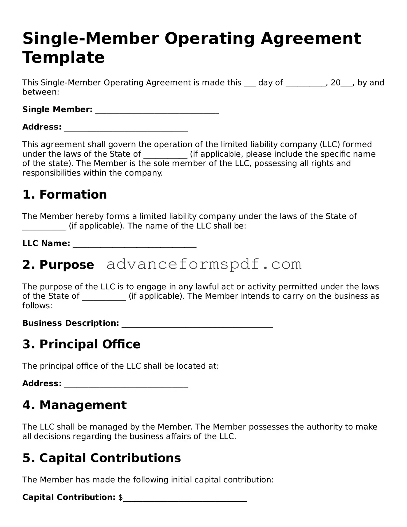 Free Single-Member Operating Agreement Document