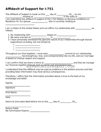 Free Affidavit Letter of Support for I-751 Document