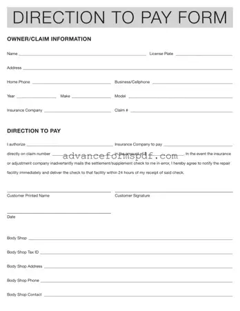 Download Authorization And Direction Pay Form in PDF