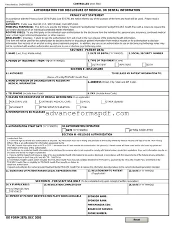 Download DD 2870 Form in PDF