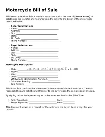 Free Motorcycle Bill of Sale Document