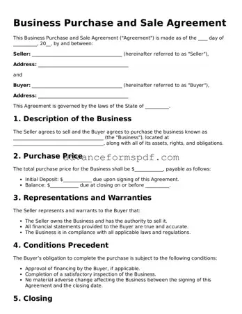 Free Business Purchase and Sale Agreement Document