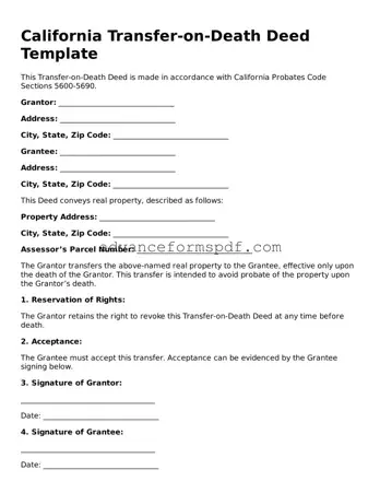 Valid Transfer-on-Death Deed Form for the State of California