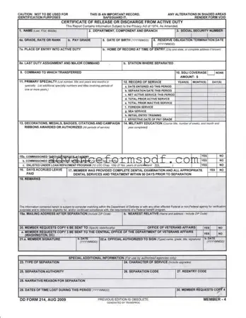 Download Dd 214 Form in PDF