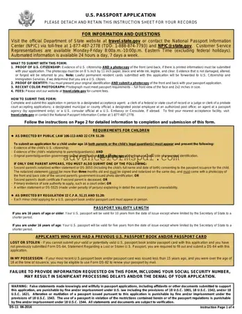 Download DS-11 U.S. Passport application Form in PDF