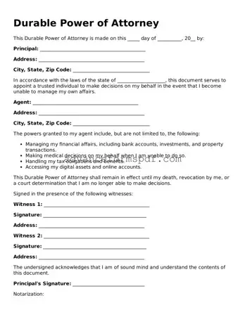 Free Durable Power of Attorney Document