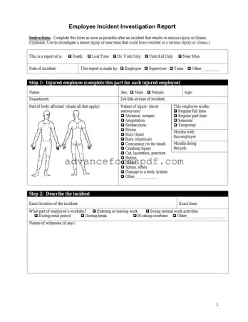 Download Employee Accident Report Form in PDF