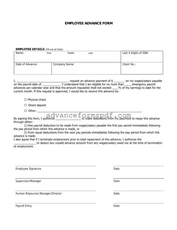 Download Employee Advance Form in PDF
