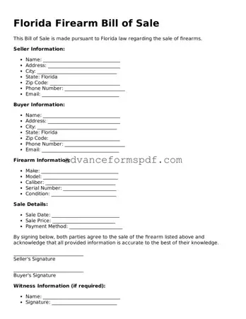 Valid Firearm Bill of Sale Form for the State of Florida
