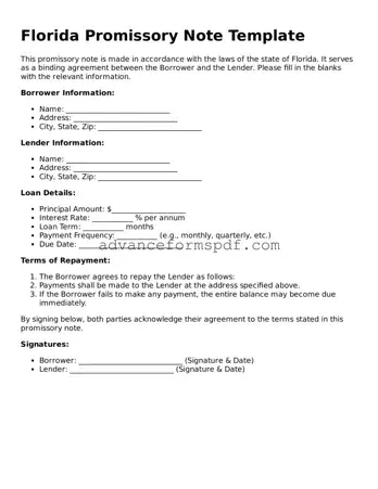 Valid Promissory Note Form for the State of Florida