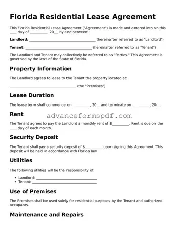 Valid Lease Agreement Form for the State of Florida