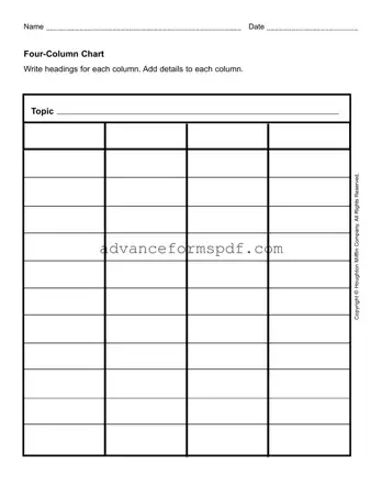 Download Four Column Chart Form in PDF