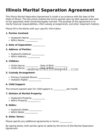 Valid Marital Separation Agreement Form for the State of Illinois