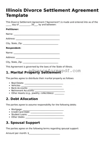 Valid Divorce Settlement Agreement Form for the State of Illinois