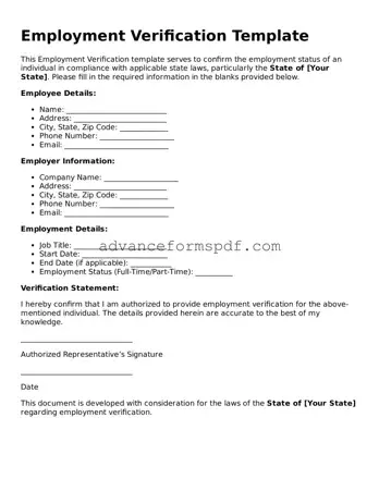 Free Employment Verification Document