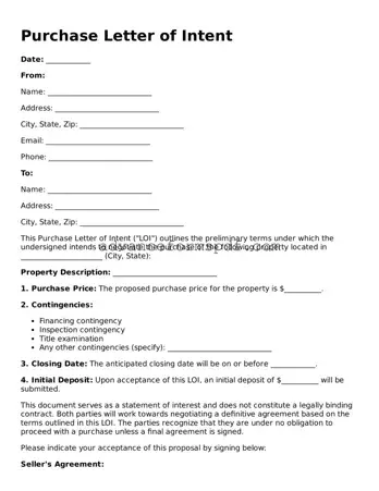 Free Purchase Letter of Intent Document