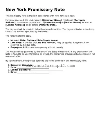 Valid Promissory Note Form for the State of New York