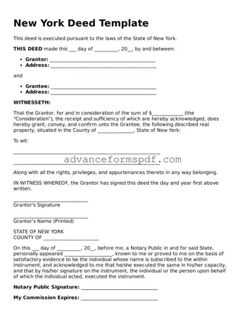 Valid Deed Form for the State of New York