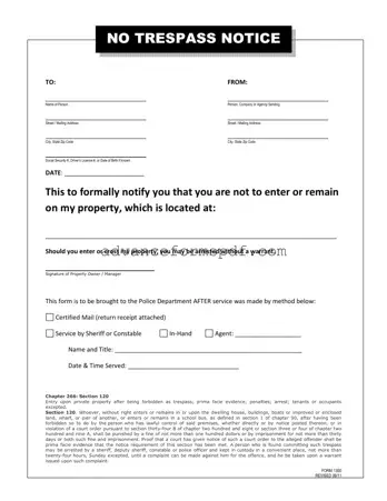 Download No Trespassing Letter Form in PDF