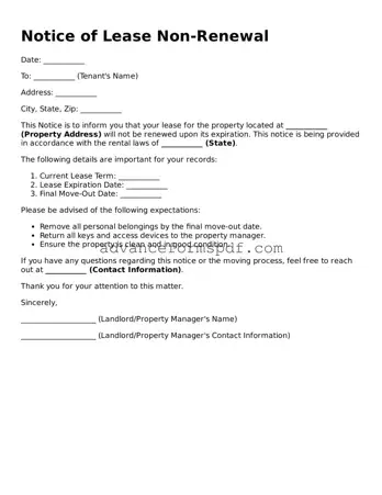 Free Notice of Lease Non-Renewal Document