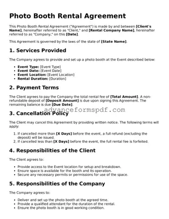 Free Photo Booth Rental Agreement Document