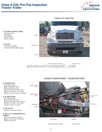 Download Pre Trip Inspection Checklist Form in PDF